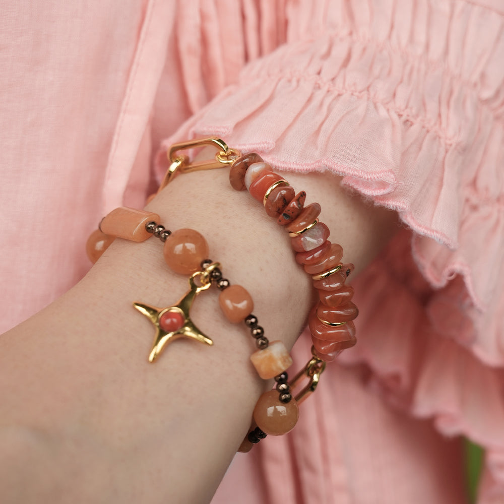 Velatti Stacked Stones Link Chain Bracelet