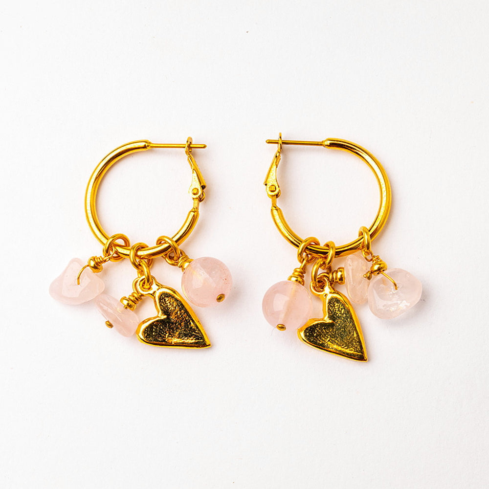 Velatti Hoops with Gems and Heart Charm
