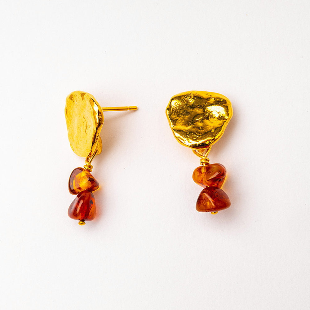 Velatti Molten Earrings with Double Gem Drop