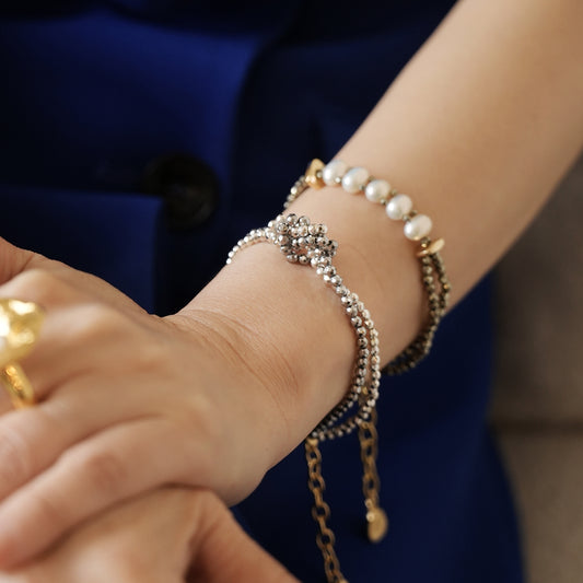 Velatti Knotted Double Strand Bracelet with Hematite