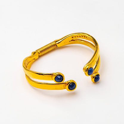gold-plated sodalite double layered cuff