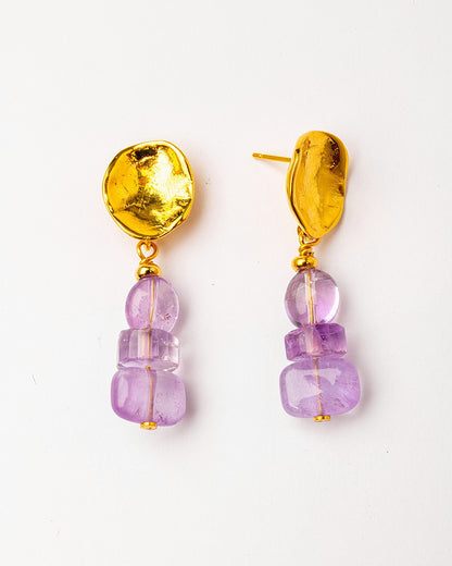 Velatti Triple Gem Stack Earrings