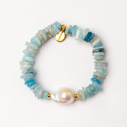 Velatti Stacked Gemstone Stretch Bracelet with Baroque Pearl