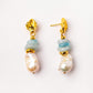 Velatti Stacked Gems & Baroque Pearl Earrings