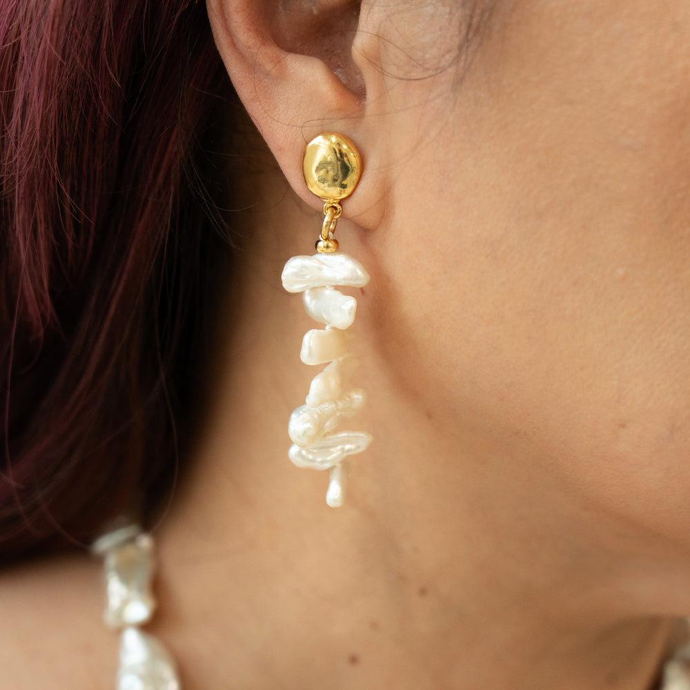 Velatti Stacked Pearls Earrings