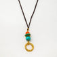 Velatti Hand Braided Cotton Necklace with Gem Stack