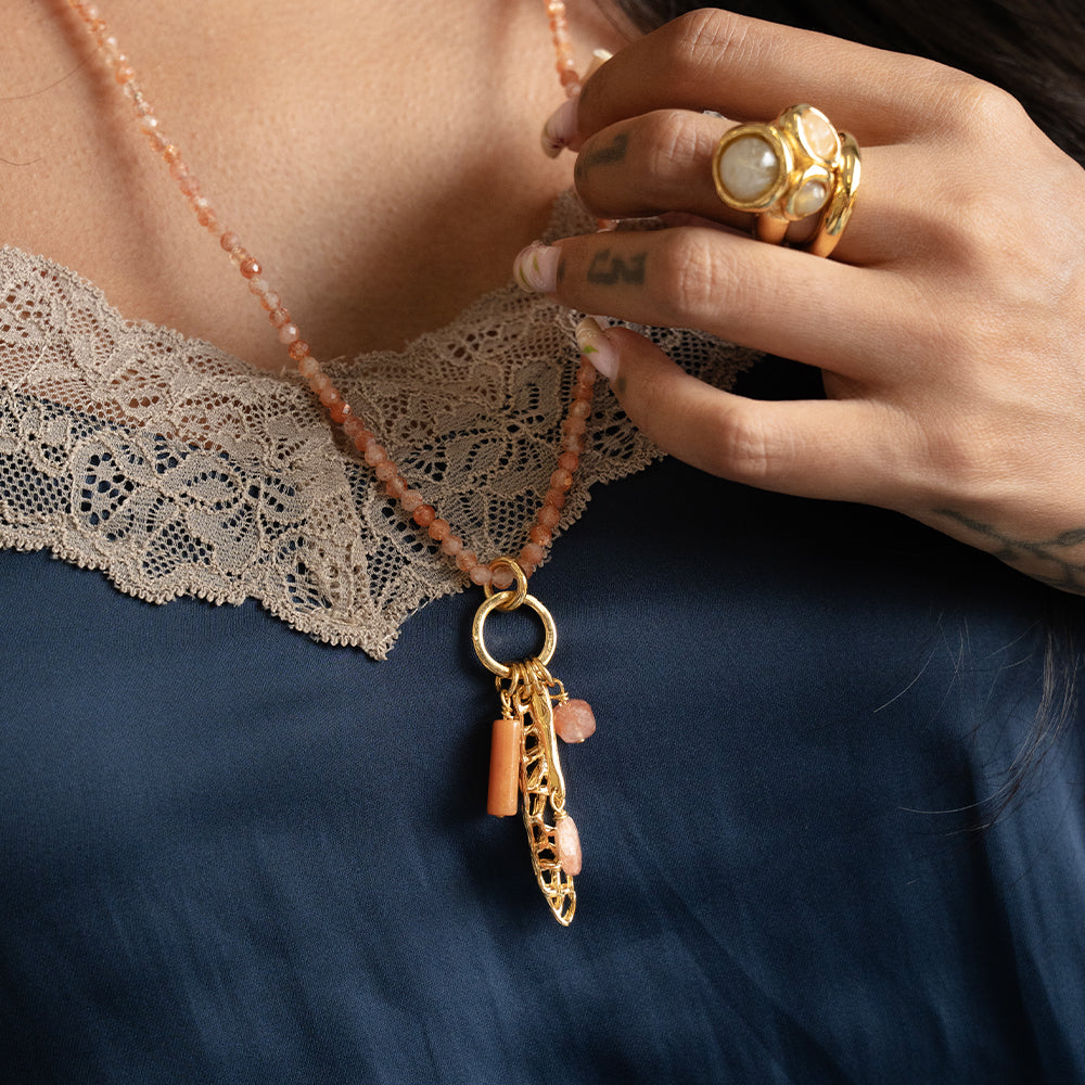 Velatti All Gems Long Necklace with Charms