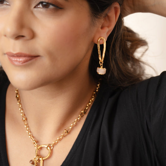 Velatti Twisted Oval & Gemstone Earrings