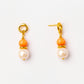 velatti coral and freshwater pearl stacked earrings