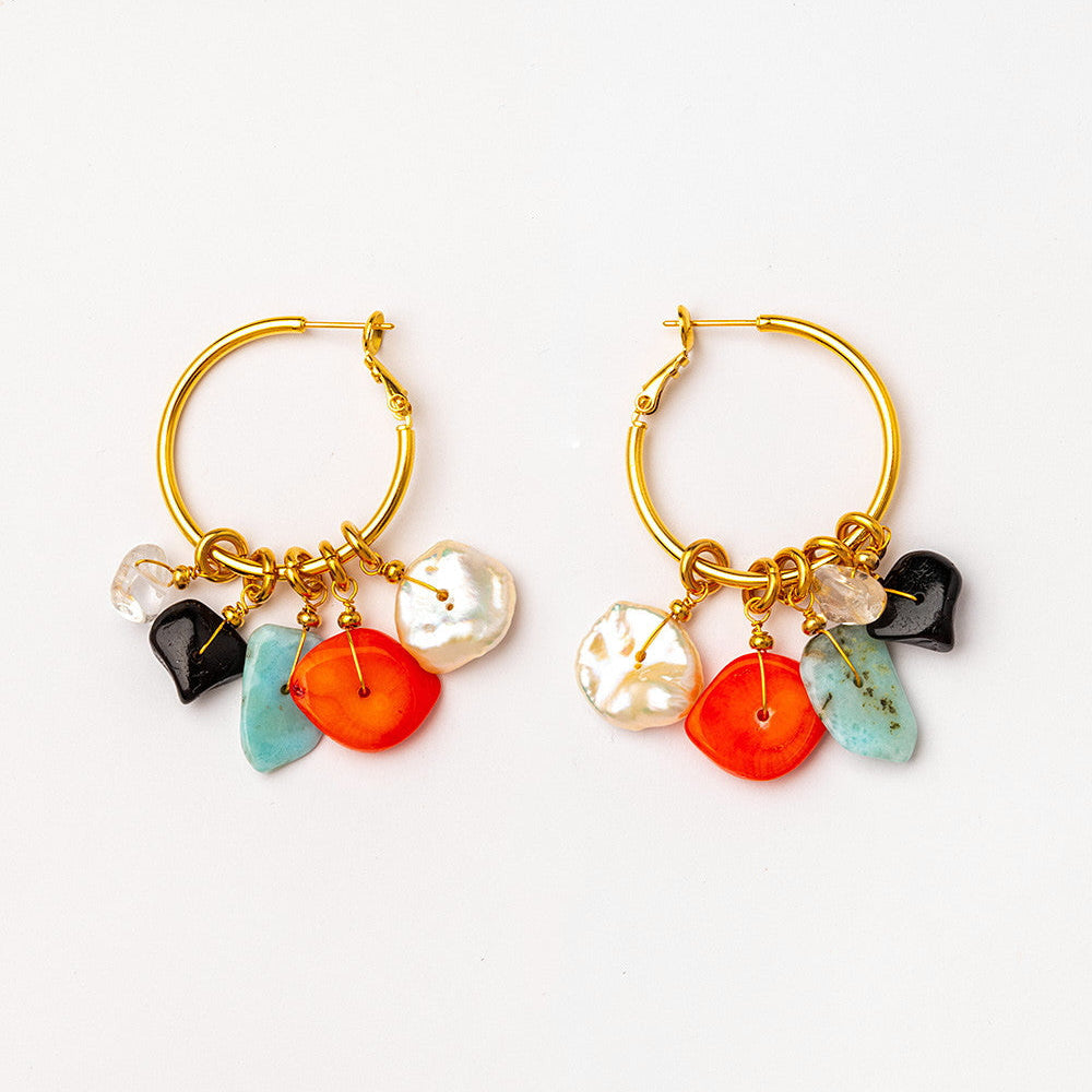 velatti gold plated hoop earrings with freshwater pearls