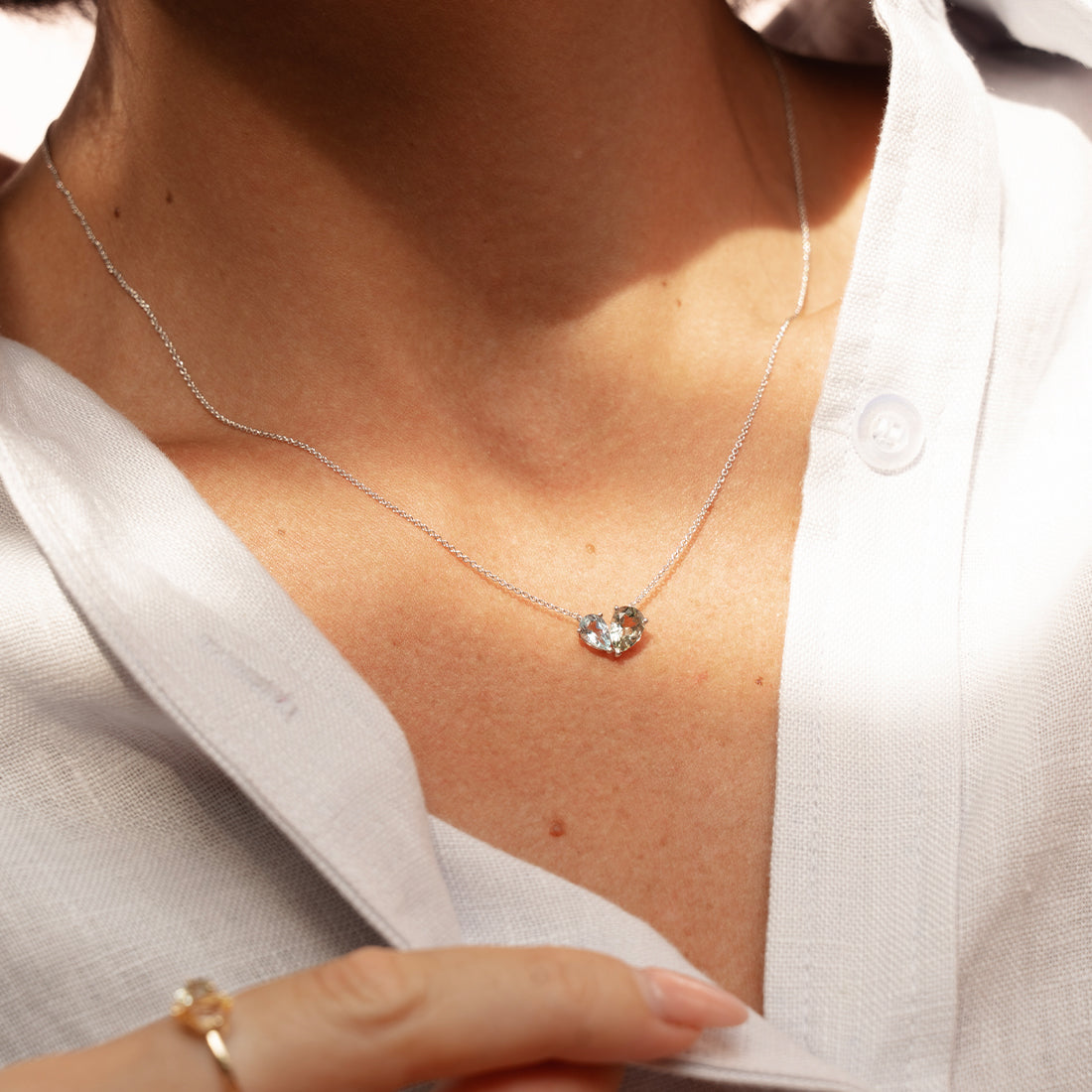 Merge Necklace with Aquamarine & Green Amethyst