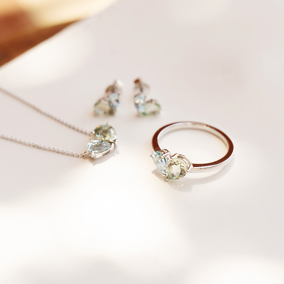 Merge Ring with Aquamarine & Green Amethyst