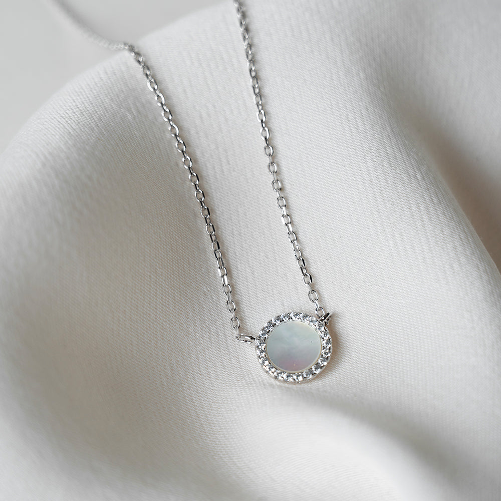 Sparkle Mother of Pearl Circle Necklace