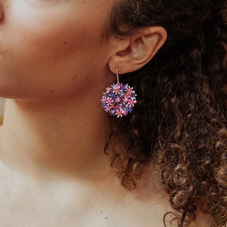 RAS Purple Bouquet Silver Small Earrings