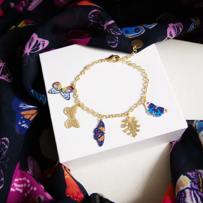 Blooms and Butterflies Charm Bracelet