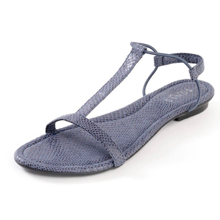 With My Sands Natural Leather Sandals - Lizard Blue