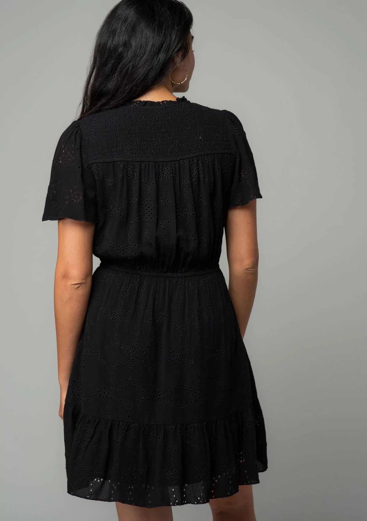 Lovestitch Brynn Eyelet Mini Dress - Black