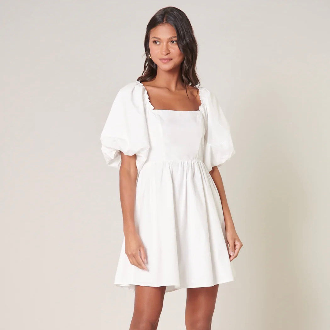Sugarlips Marion Oversized Puﬀ Sleeve Babydoll Mini Dress