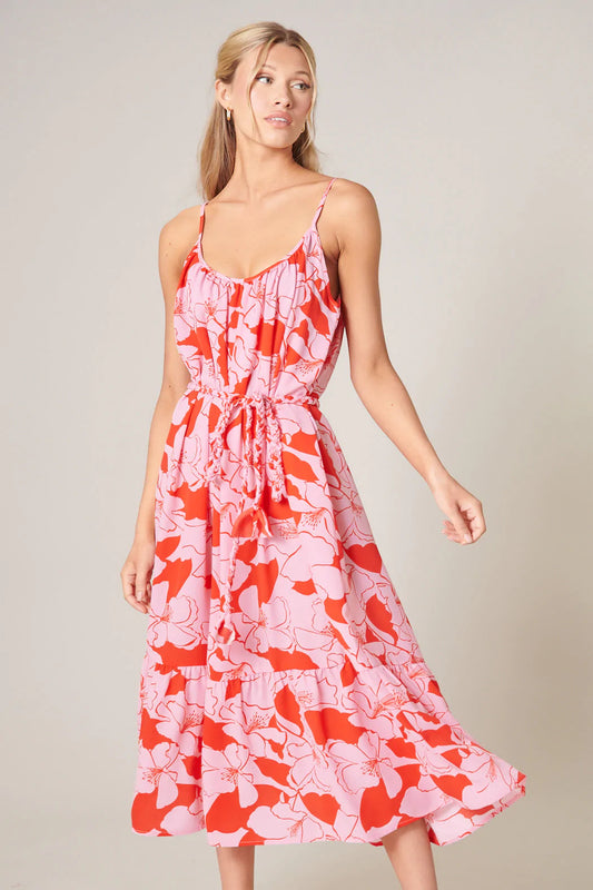 Sugarlips Pink Lemonade Scoop Neck Midi Dress