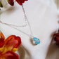 Natural Blue Topaz Double Layer 18k White Gold Necklace