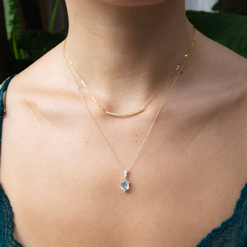 Blue Topaz & Diamond 18k Gold Necklace