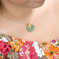 Jade Donut with Butterflies 18K Gold Necklace