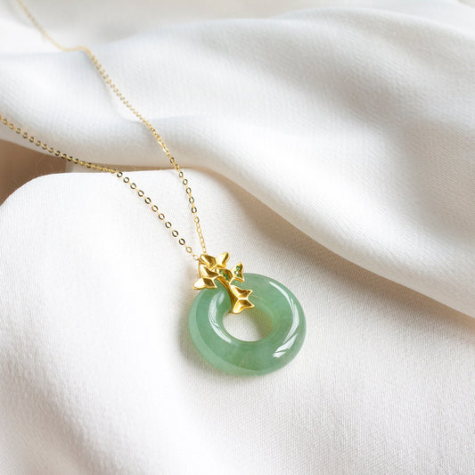 (PRE-ORDER) Jade Donut with Butterflies 18K Gold Necklace