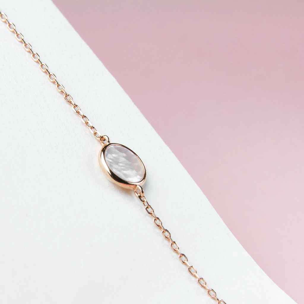 circle mother of pearl rose gold bracelet