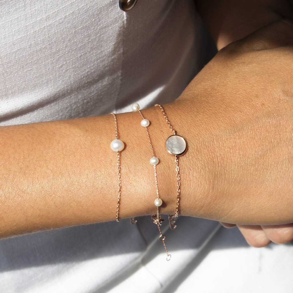 freahwater pearl sterling silver stacked bracelets