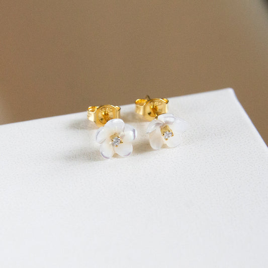 Small Mother of Pearl Flower Studs