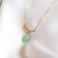 Green Jade and V Diamond 18k Gold Necklace