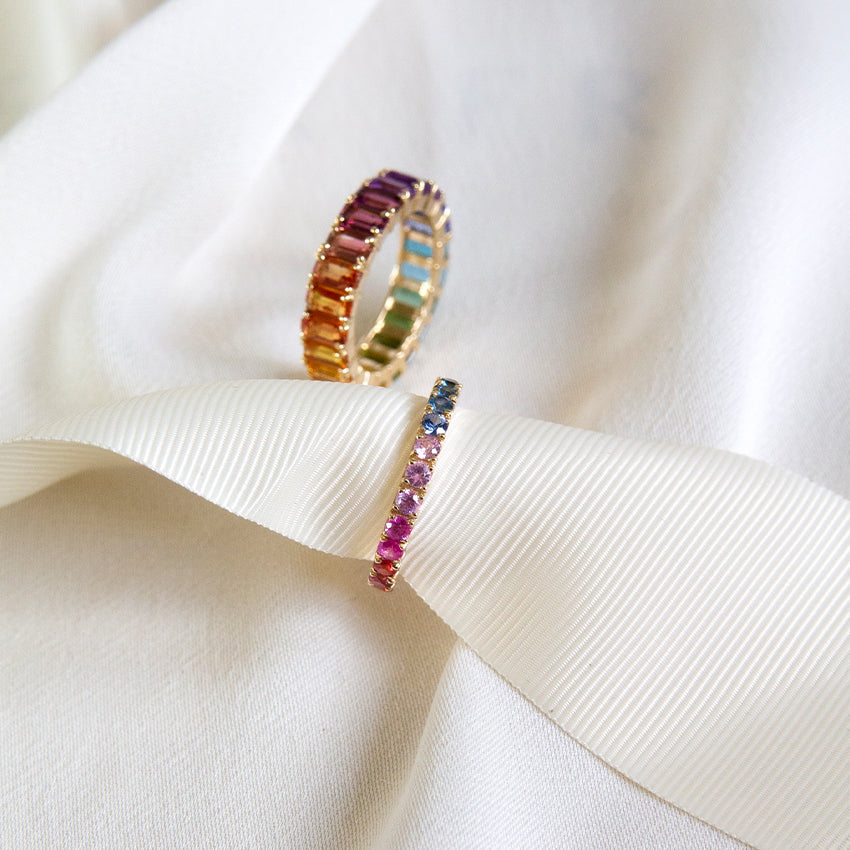 Faye Rainbow Sapphire 14k Gold Ring
