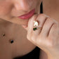 Ginkgo Twist Ring with Green Tourmaline and Diamonds