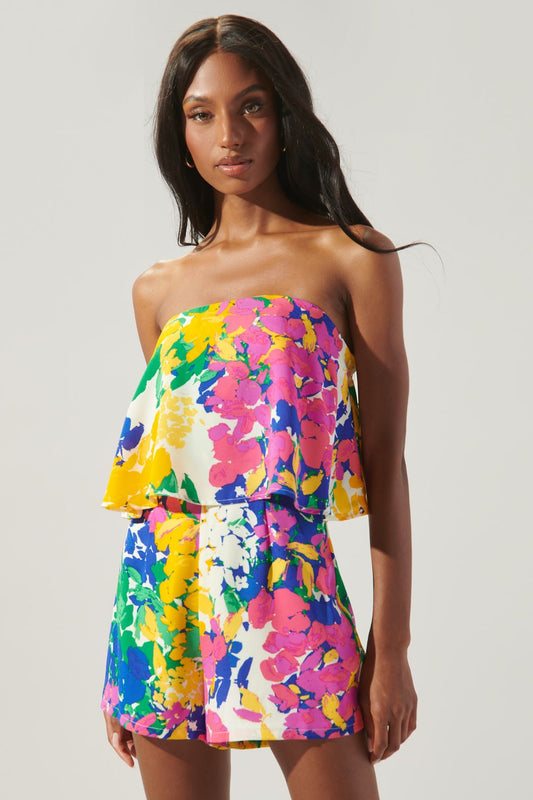 Sugarlips Gypsum Floral Strapless Romper