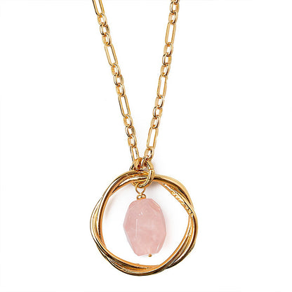 Velatti Interlaced Hoop Pendant with Gem