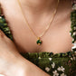 (PRE-ORDER) Bamboo Leaf Round Jade 18k Gold Pendant