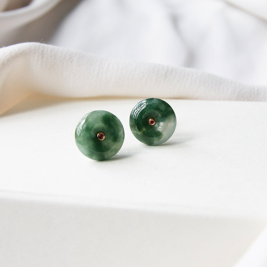 Jade and Ruby Studs