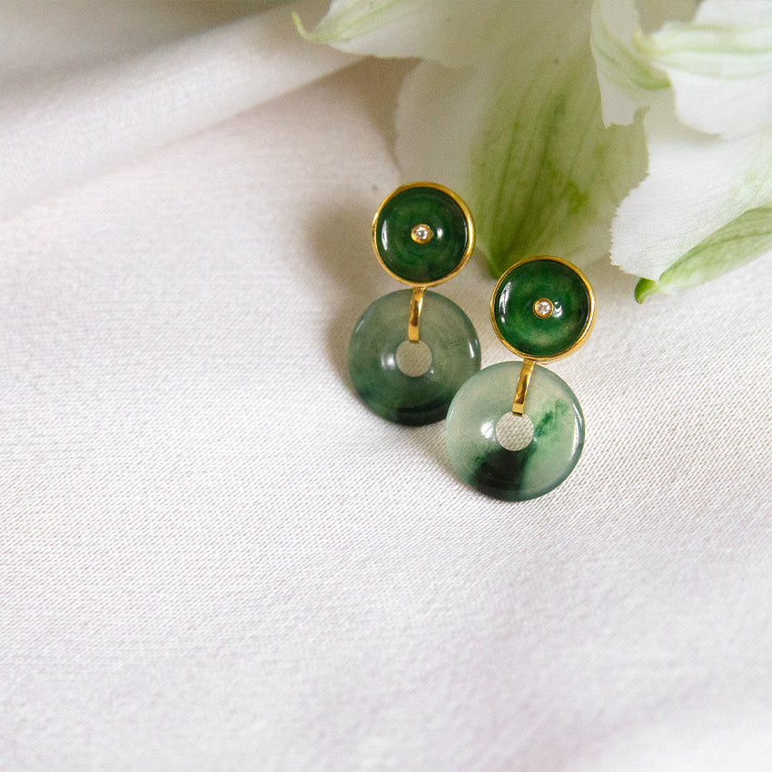 (PRE-ORDER) Double D Jade 18k Gold Studs