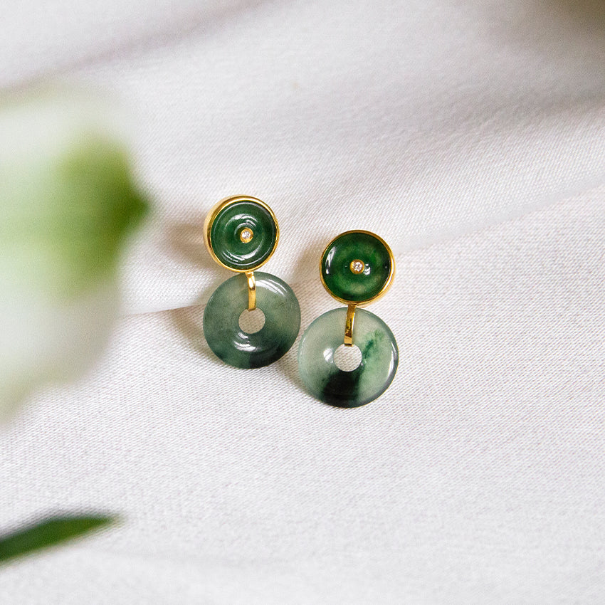 (PRE-ORDER) Double D Jade 18k Gold Studs