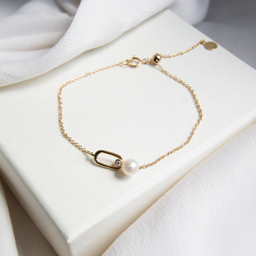 Kay Freshwater Pearl & Diamond 18k Gold Bracelet