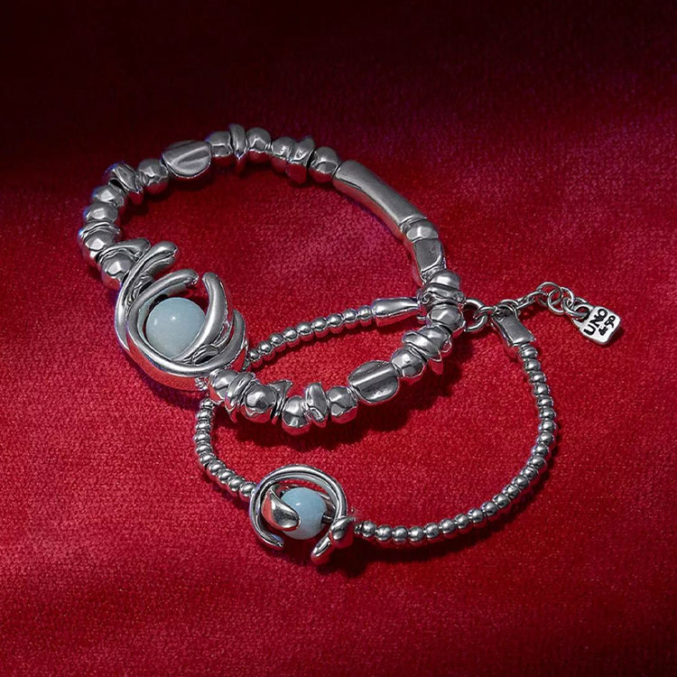 UNOde50 Full Moon Bracelet Silver with Amazonite
