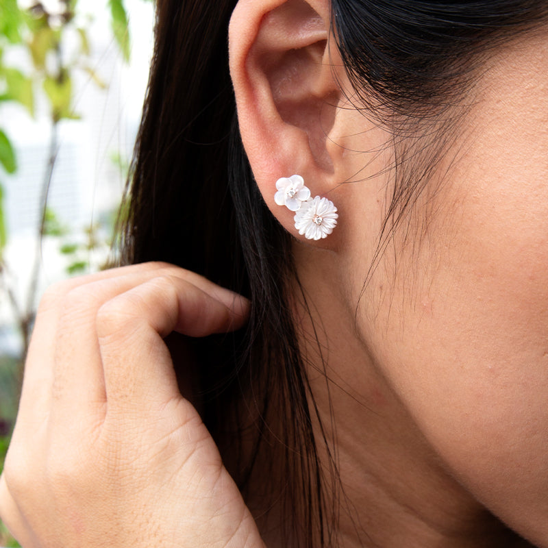 Small Mother of Pearl Flower Studs