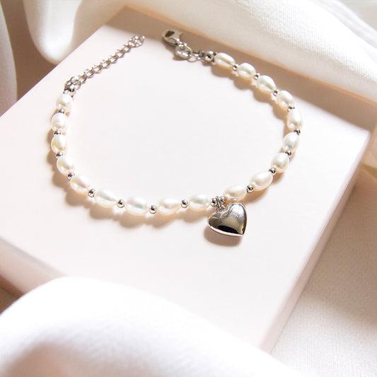 Freshwater Pearl Heart Bracelet
