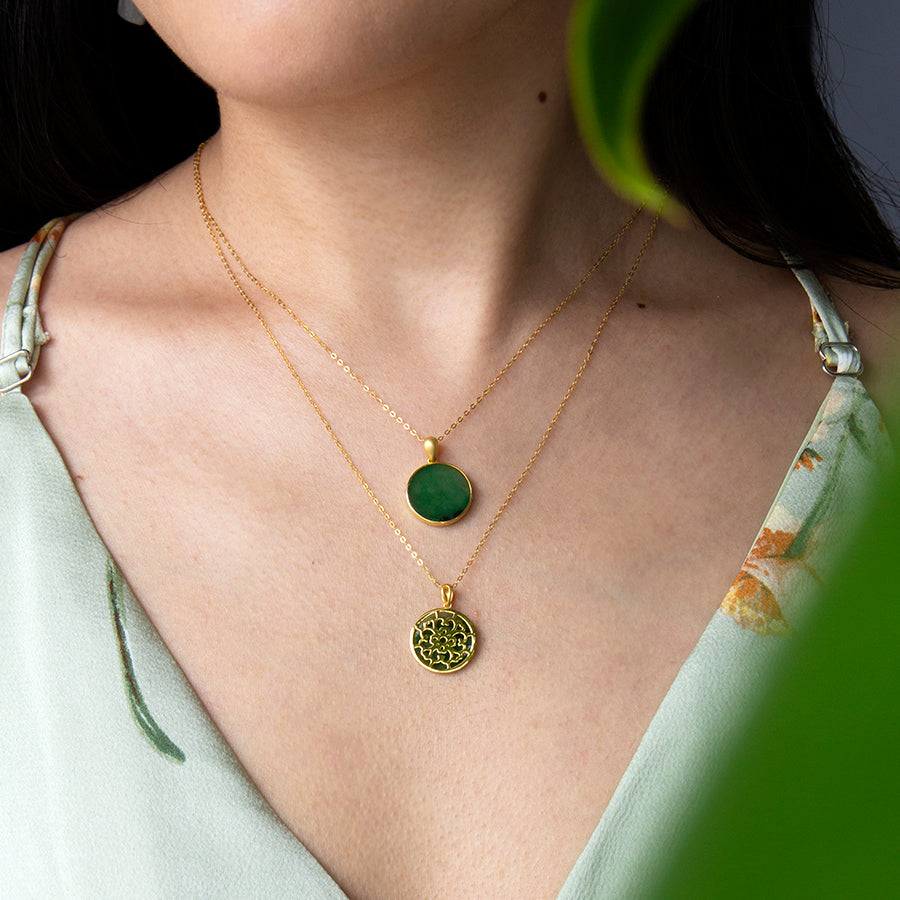 Reversible Peony Jade Necklace