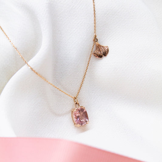 Ginkgo on Chain with Pink Tourmaline