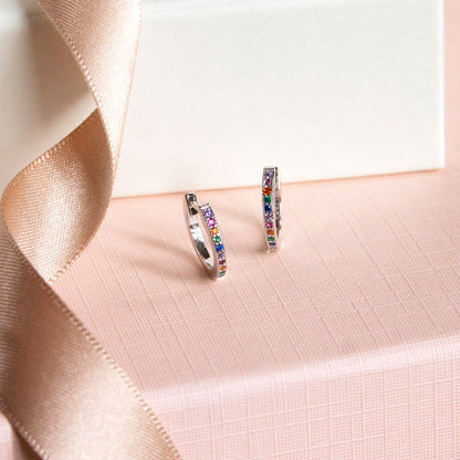 Rainbow Cubic Zirconia Huggies