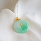 Flower Hook Jade Pendant with Diamonds and 18k Gold Chain