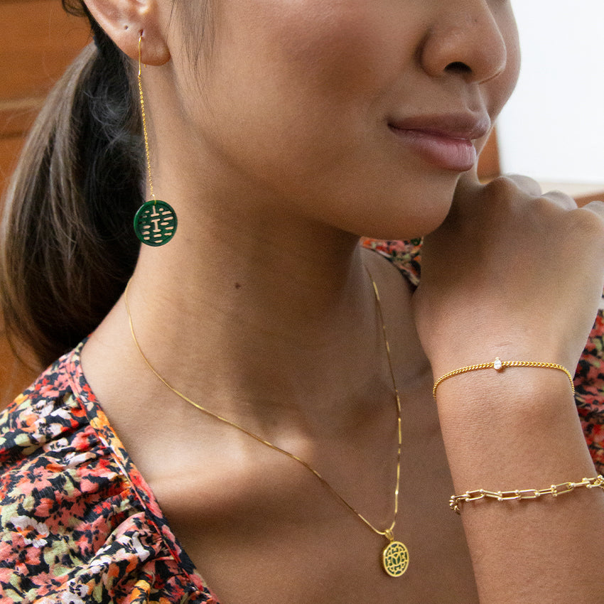 (PRE-ORDER) Yasmin Jade Flower 18k Gold Pendant