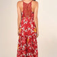 Lovestitch Macara Floral Tiered Maxi Dress- Wine/ Gold