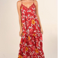 Lovestitch Macara Floral Tiered Maxi Dress- Wine/ Gold